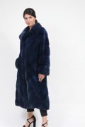 Manteau "Rozy" en Fourrure de Vison Bleu