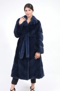 Manteau "Rozy" en Fourrure de Vison Bleu