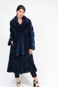 Manteau "Rozy" en Fourrure de Vison Bleu