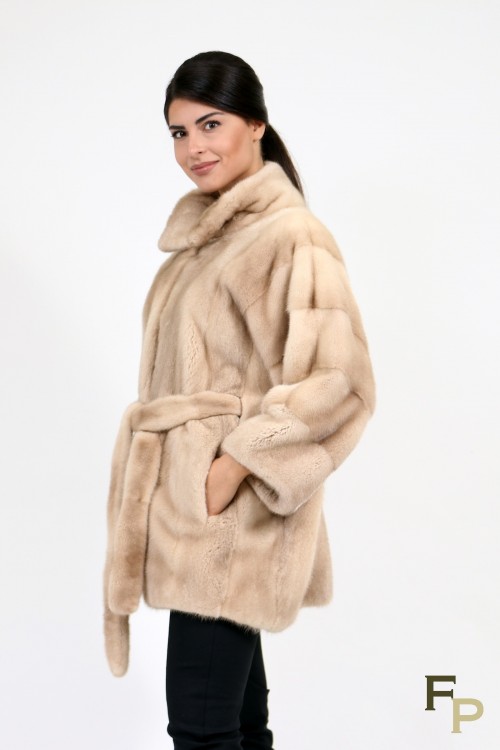 Manteau "Kimono" en Fourrure de Vison Terra