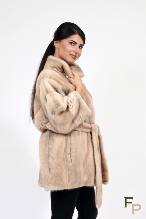 Manteau "Kimono" en Fourrure de Vison Terra