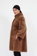 Golden Brown Mink Fur Coat 