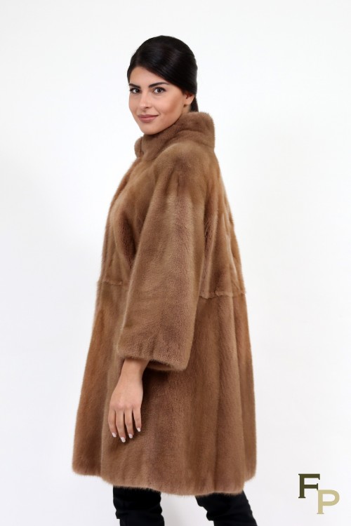 Golden Brown Mink Fur Coat 