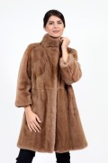 Golden Brown Mink Fur Coat 