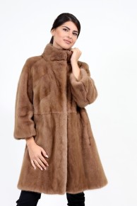 Golden Brown Mink Fur Coat 