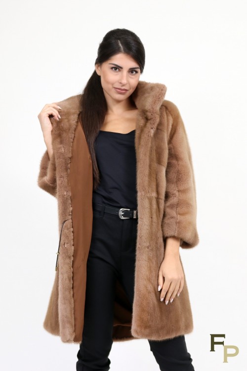 Golden Brown Mink Fur Coat 