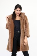 Golden Brown Mink Fur Coat 