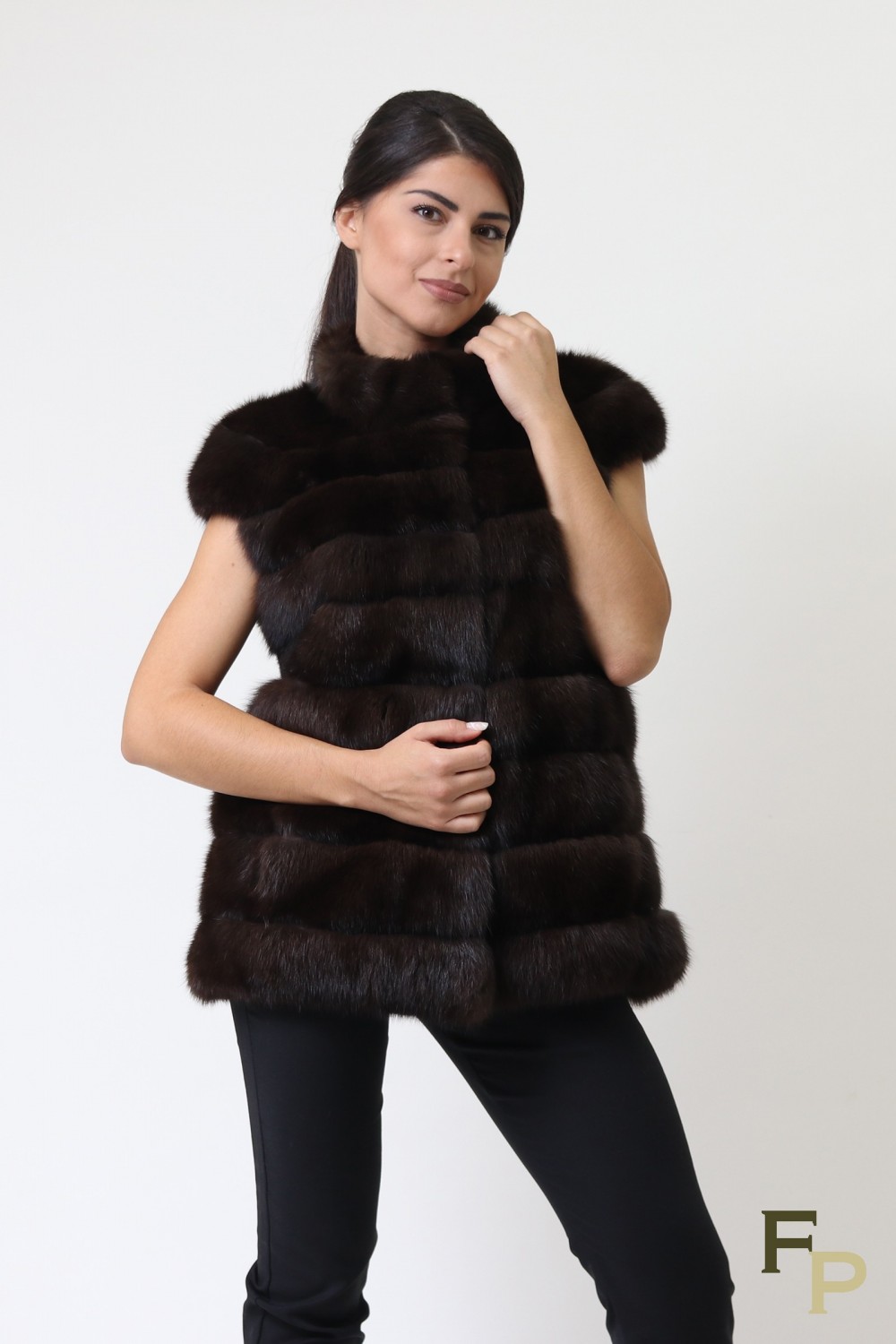 gilet fourrure noir