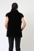 Veste Sans Manches en Fourrure de Vison Noir et de Zibeline