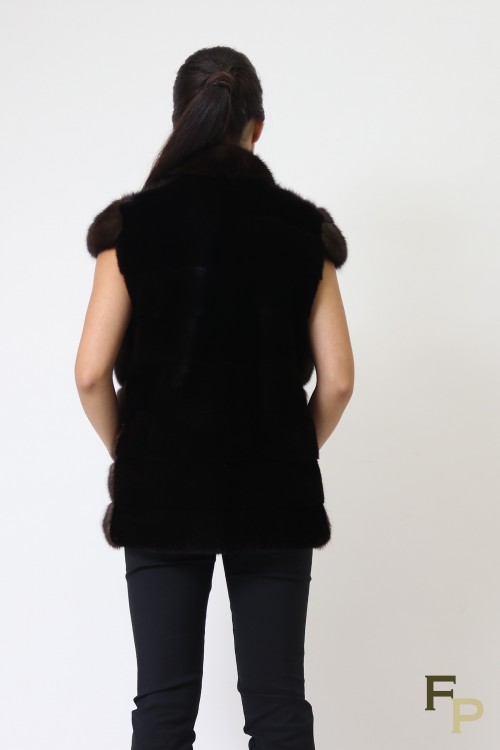 Vest in Sable and Black Mink Fur