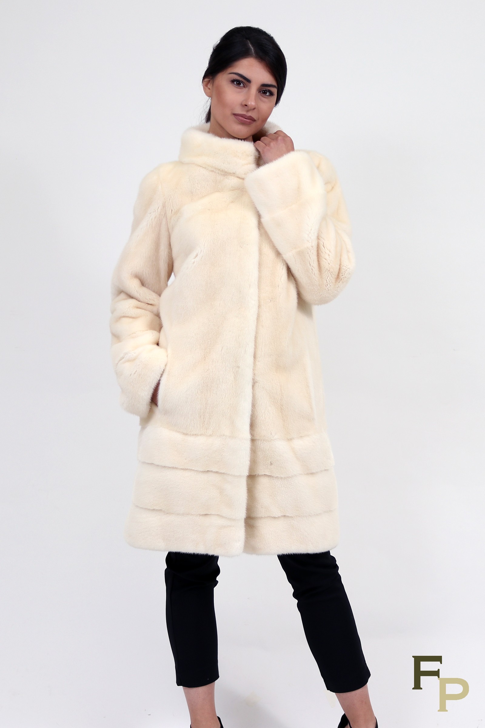 Manteau En Fourrure Vison Taille 44 (L) - Marron, Vintage, Occasion Très Bon état, Doublure Polyester