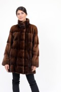 Mid-lenght Coat in Brown Mink Fur