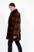 Mid-lenght Coat in Brown Mink Fur
