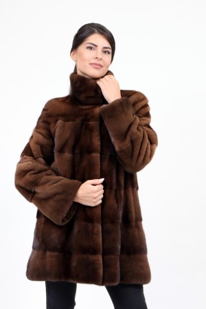 Manteau Long Femme En Vraie Fourrure Vison Marron - Vintage - Taille M - Occasion Très Bon état