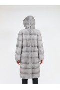 Grey Mink Fur Coat with Hood