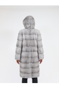 Manteau à Capuche en Fourrure de Vison Gris Sapphire