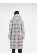 Grey Mink Fur Coat with Hood