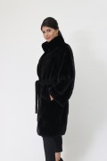 Grey Mink Fur Coat with Hood