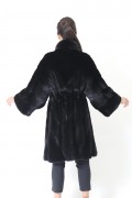 Grey Mink Fur Coat with Hood