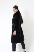 Grey Mink Fur Coat with Hood