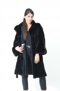 Grey Mink Fur Coat with Hood