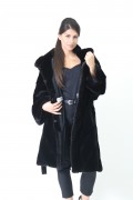 Grey Mink Fur Coat with Hood