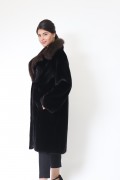 Fur Coat in Black Mink and Sable Collar