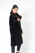 Fur Coat in Black Mink and Sable Collar