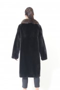 Fur Coat in Black Mink and Sable Collar