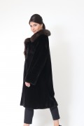 Fur Coat in Black Mink and Sable Collar