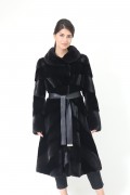 Diagonal Black Mink Fur Coat