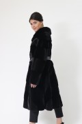 Diagonal Black Mink Fur Coat