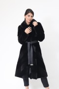 Diagonal Black Mink Fur Coat