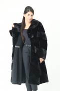 Diagonal Black Mink Fur Coat