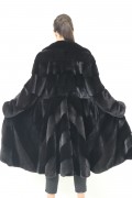 Diagonal Black Mink Fur Coat