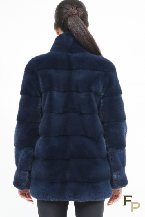 Veste en Fourrure de Vison Nautical Blue