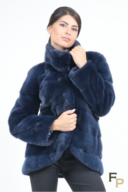 Nautical Blue Mink Fur Jacket