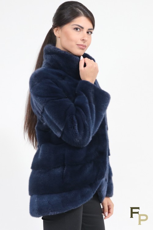 Veste en Fourrure de Vison Nautical Blue