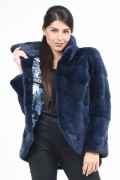 Nautical Blue Mink Fur Jacket