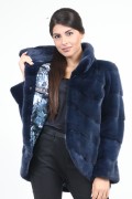 Nautical Blue Mink Fur Jacket