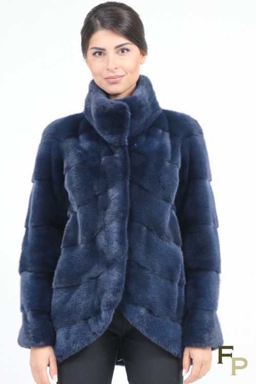 Nautical Blue Mink Fur Jacket