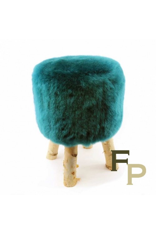 Green Sheepskin Stool