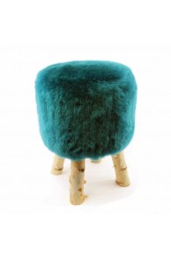 Tabouret en Peau de Mouton Rasé Vert