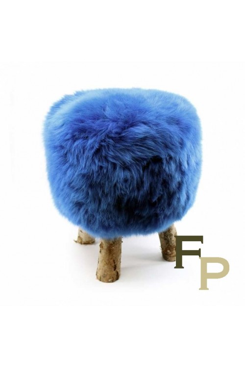 Vivid Blue Sheepskin Stool