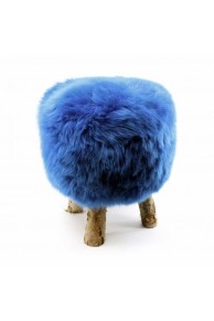 Vivid Blue Sheepskin Stool