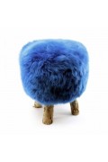 Vivid Blue Sheepskin Stool