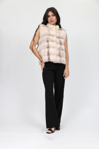 Beige Cross Mink Fur Vest