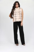 Beige Cross Mink Fur Vest