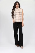 Beige Cross Mink Fur Vest