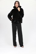 Black Hodded Jacket in Mink Fur